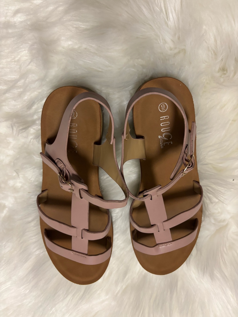 Rouge Helium Blush Pink Multi-Strap Flat Sandals